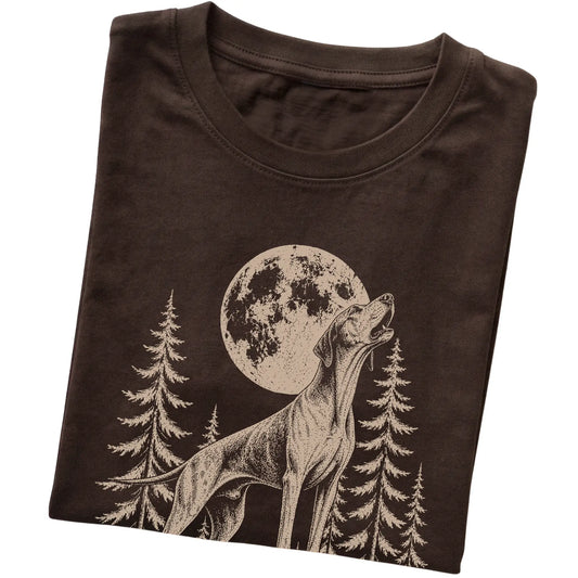 Pointer Howling at the Moon softstyle T-shirt in Dark Chocolate