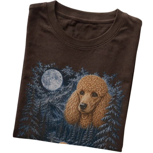 Poodle Forest Moon T-Shirt in Dark Chocolate