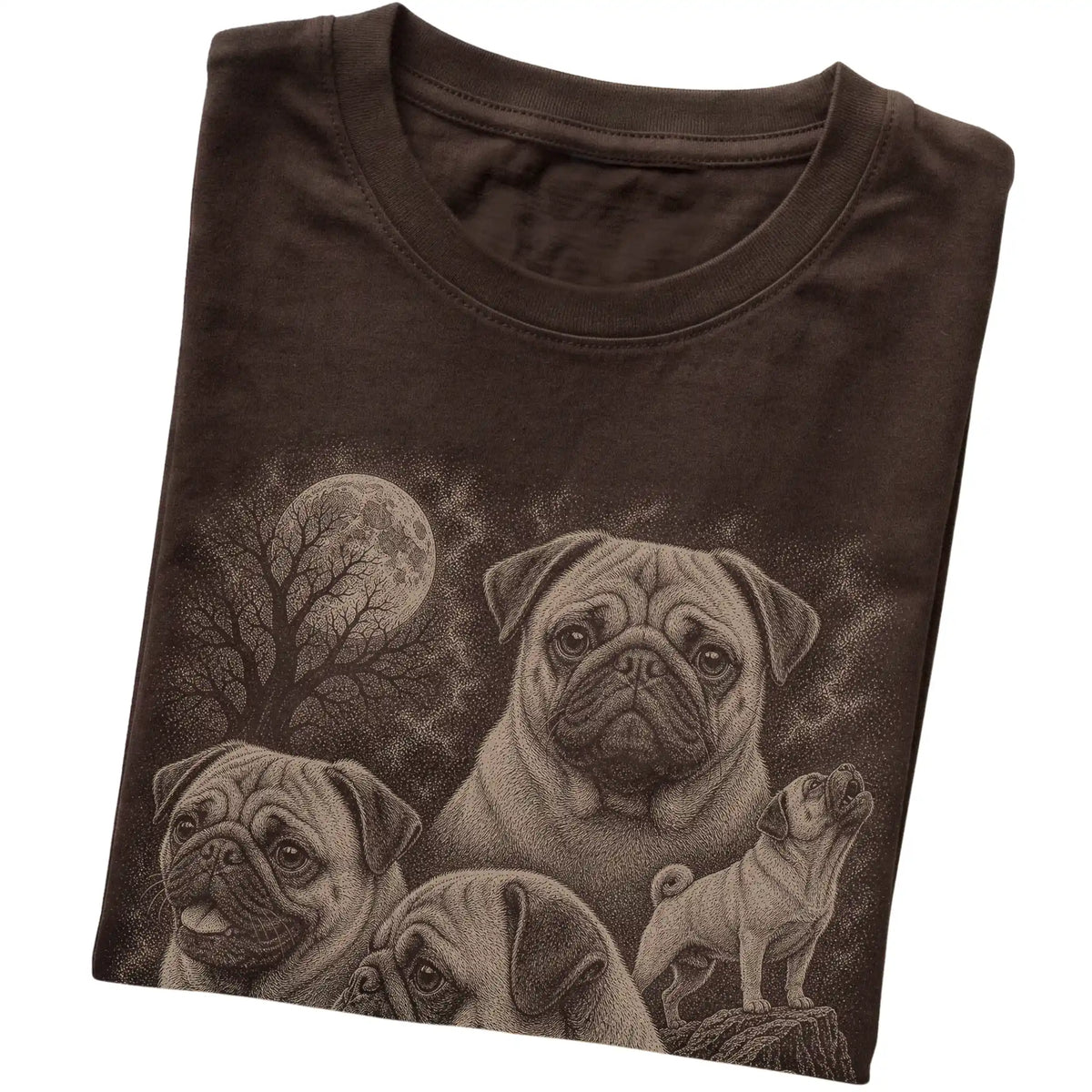 Pug 90s Moon T-Shirt in Dark Chocolate — folded detail