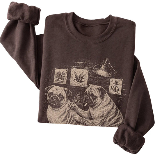 Dark Chocolate Pug Dog Tattoo Artist folded detail view