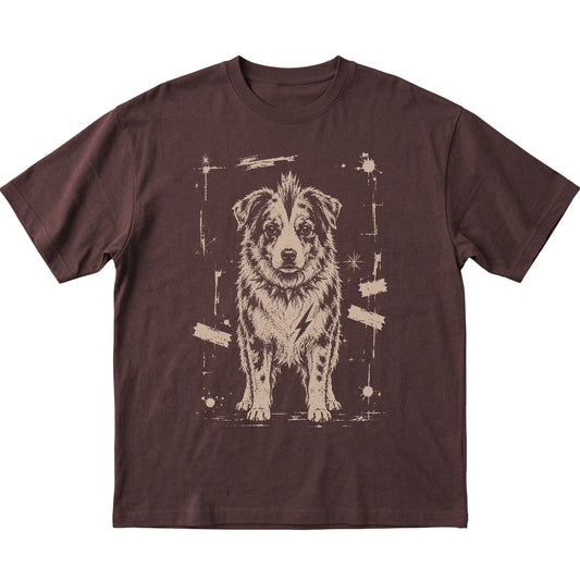 Dark Chocolate Punk Rock Australian Shepherd T-shirt, flat view
