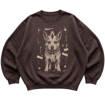 Dark Chocolate Punk Rock Blue Heeler sweatshirt, flat view
