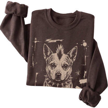 Dark Chocolate Punk Rock Blue Heeler sweatshirt, folded view