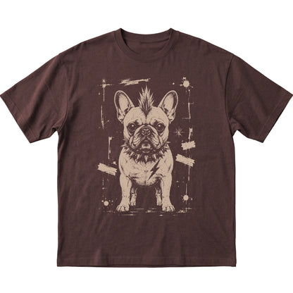 Dark Chocolate Punk Rock French Bulldog T-shirt, flat view