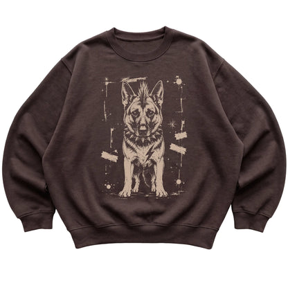 Dark Chocolate Punk Rock German Shepherd sweatshirt, flat view