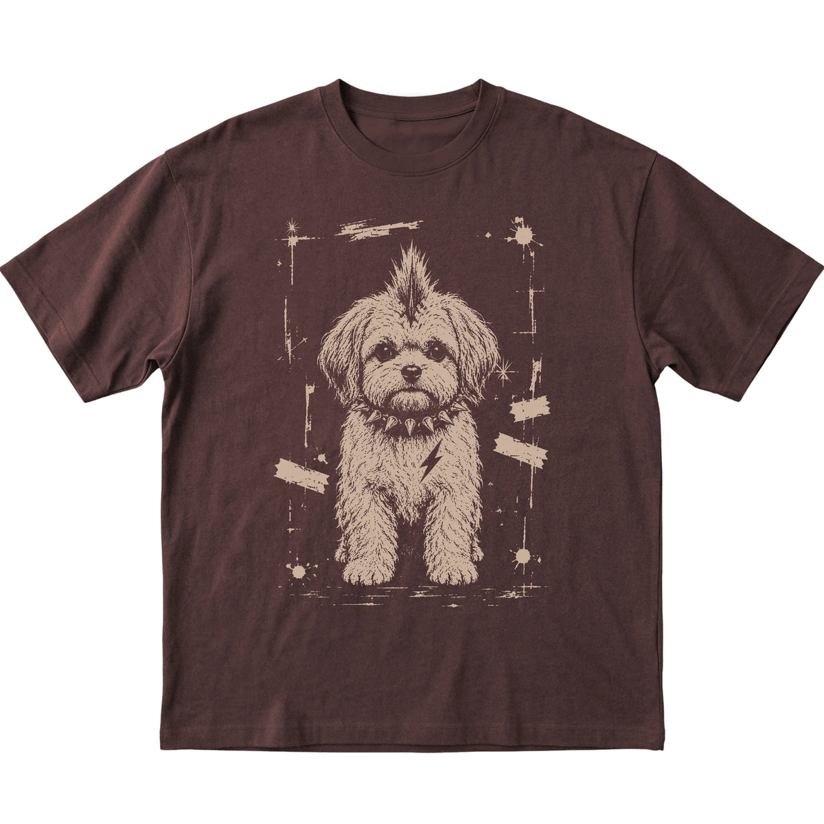 Dark Chocolate Punk Rock Havanese T-shirt, flat view