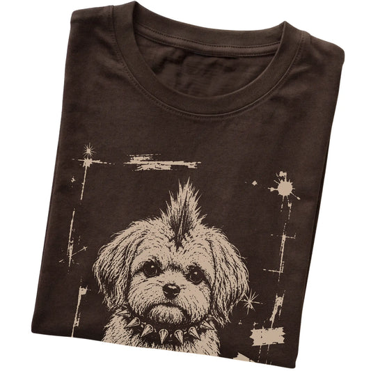 Dark Chocolate Punk Rock Havanese T-shirt, folded view