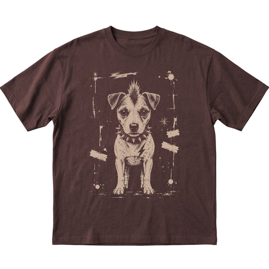 Dark Chocolate Punk Rock Jack Russell T-shirt, flat view
