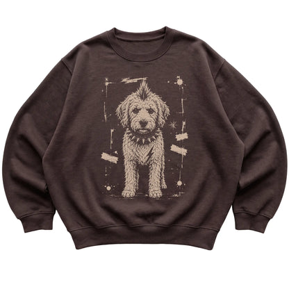 Dark Chocolate Punk Rock Labradoodle sweatshirt, flat view