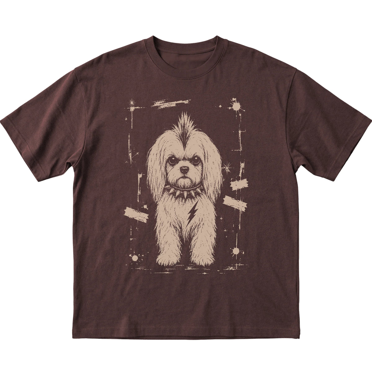 Dark Chocolate Punk Rock Maltese T-shirt, flat view