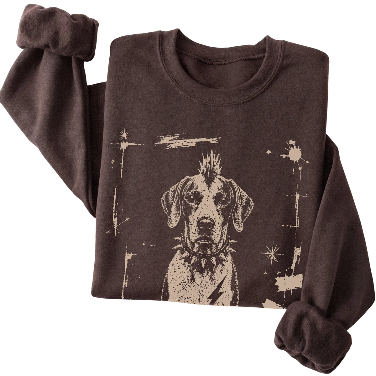 Dark Chocolate Punk Rock Pointer sweatshirt, folded view