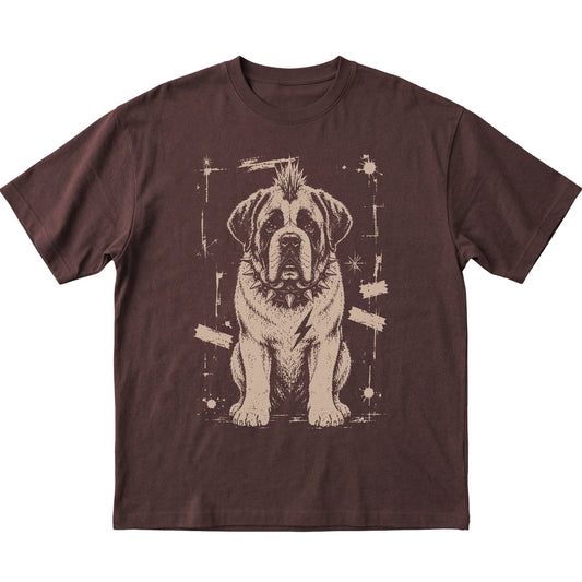 Dark Chocolate Punk Rock Saint Bernard T-shirt, flat view