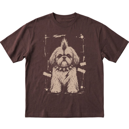 Dark Chocolate Punk Rock Shih Tzu T-shirt, flat view