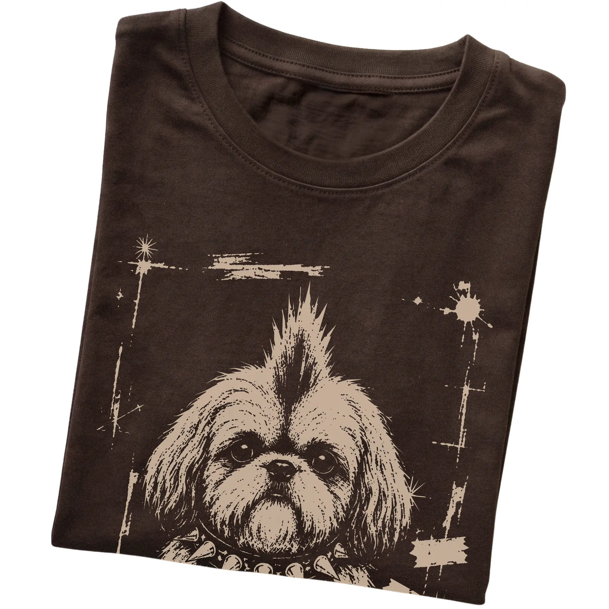 Dark Chocolate Punk Rock Shih Tzu T-shirt, folded view