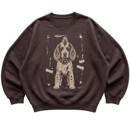 Dark Chocolate Punk Rock Springer Spaniel sweatshirt, flat view