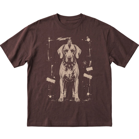 Dark Chocolate Punk Rock Weimaraner T-shirt, flat view