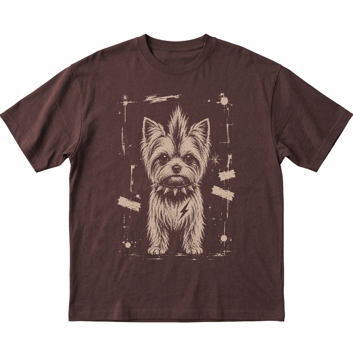 Dark Chocolate Punk Rock Yorkie T-shirt, flat view
