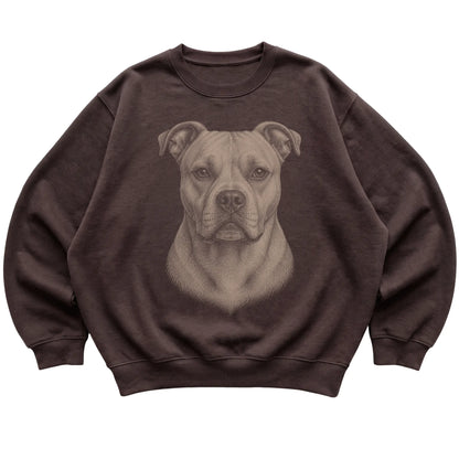 Dark Chocolate Realistic Drawing American Bulldog sweatshirt, flat view