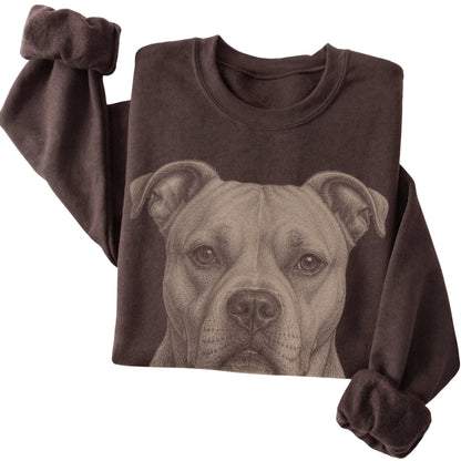 Dark Chocolate Realistic Drawing American Bulldog sweatshirt, folded view