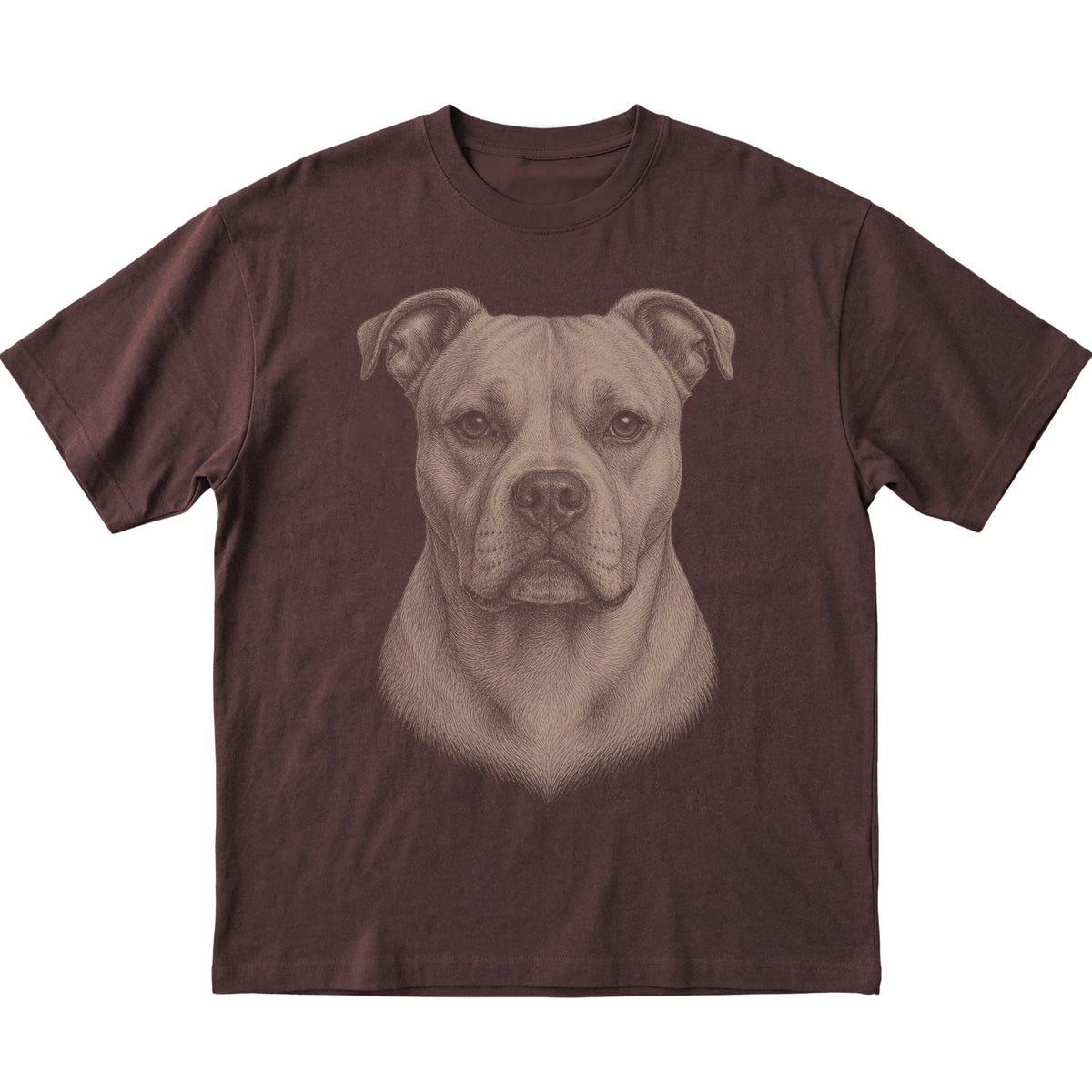 Dark Chocolate Realistic Drawing American Bulldog T-shirt, flat view