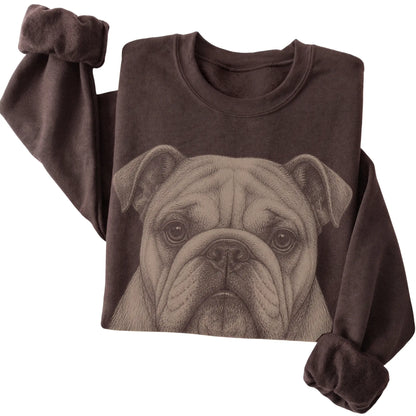 Dark Chocolate Realistic Drawing Bulldog sweatshirt, folded view