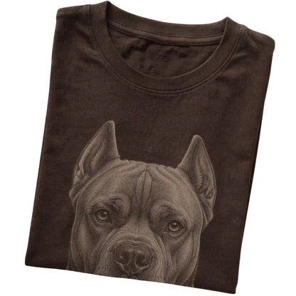 Dark Chocolate Realistic Drawing Cane Corso T-shirt, folded view