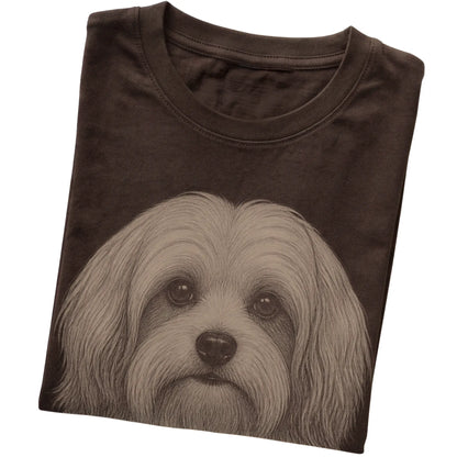 Dark Chocolate Realistic Drawing Havanese T-shirt, folded view
