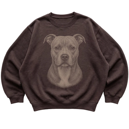 Dark Chocolate Realistic Drawing Pitbull sweatshirt, flat view