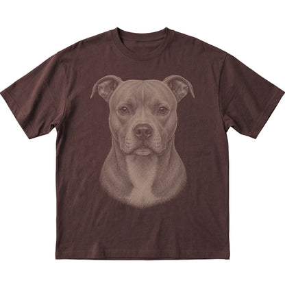Dark Chocolate Realistic Drawing Pitbull T-shirt, flat view