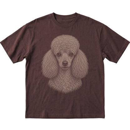 Dark Chocolate Realistic Drawing Poodle T-shirt, flat view