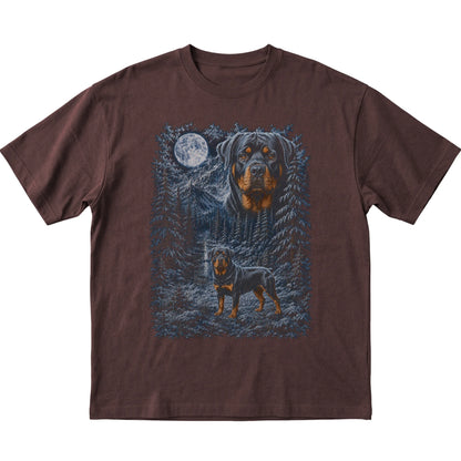 Rottweiler Forest Moon T-Shirt in Dark Chocolate