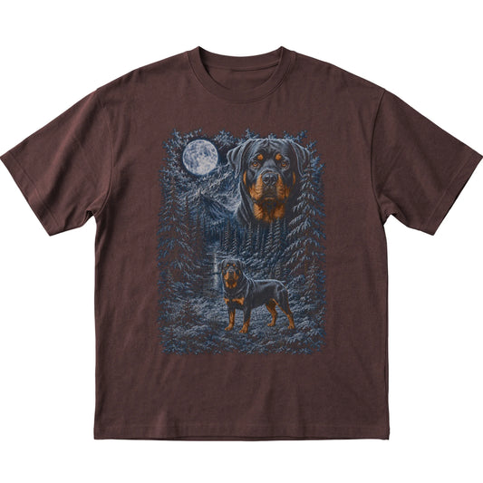 Rottweiler Forest Moon T-Shirt in Dark Chocolate