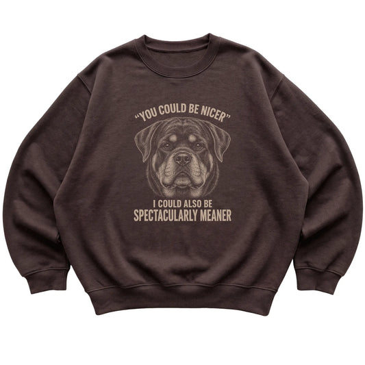Rottweiler Guard Dog Sweatshirt in Dark Chocolate — flat lay