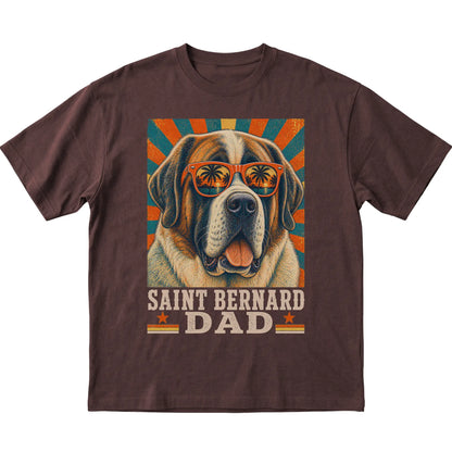 Retro Saint Bernard Dad design on a Dark Chocolate softstyle T-shirt