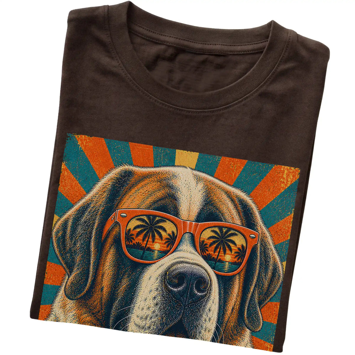 Folded Dark Chocolate softstyle T-shirt with a Retro Saint Bernard Dad design