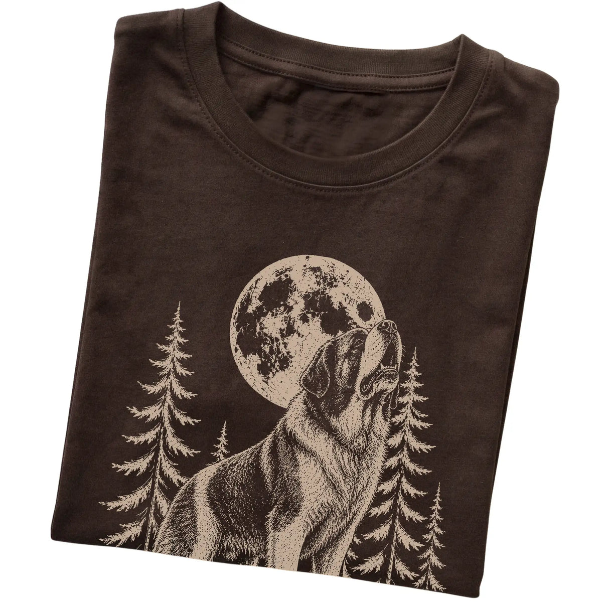 Saint Bernard Howling at the Moon softstyle T-shirt in Dark Chocolate