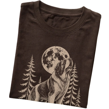 Saint Bernard Howling at the Moon softstyle T-shirt in Dark Chocolate