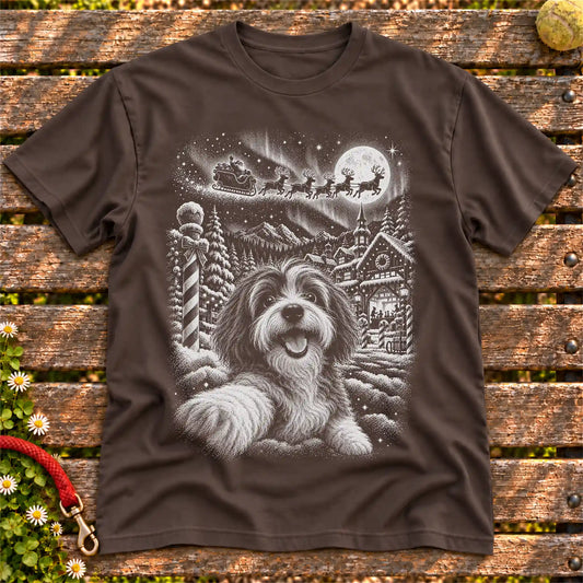 Havanese Santa Selfie design on a Dark Chocolate T-shirt