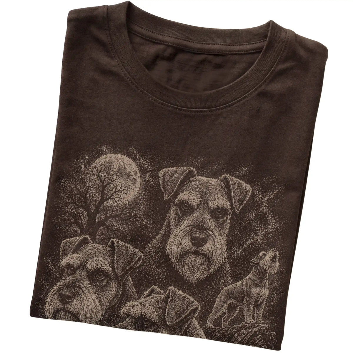 Schnauzer 90s Moon T-Shirt in Dark Chocolate — folded detail