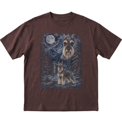 Schnauzer Forest Moon T-Shirt in Dark Chocolate