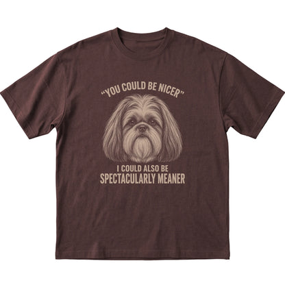 Shih Tzu Guard Dog T-Shirt in Dark Chocolate — flat lay