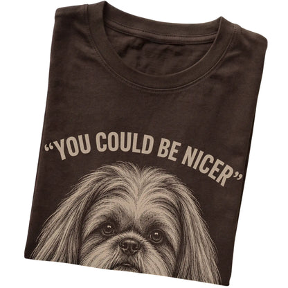Shih Tzu Guard Dog T-Shirt in Dark Chocolate — folded detail