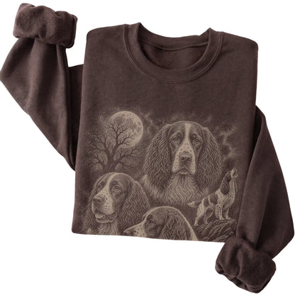 Springer Spaniel 90s Moon Sweatshirt in Dark Chocolate — folded detail