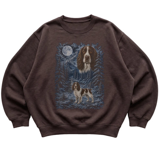 Springer Spaniel Forest Moon Sweatshirt in Dark Chocolate
