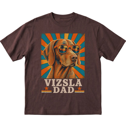 Retro Vizsla Dad design on a Dark Chocolate softstyle T-shirt