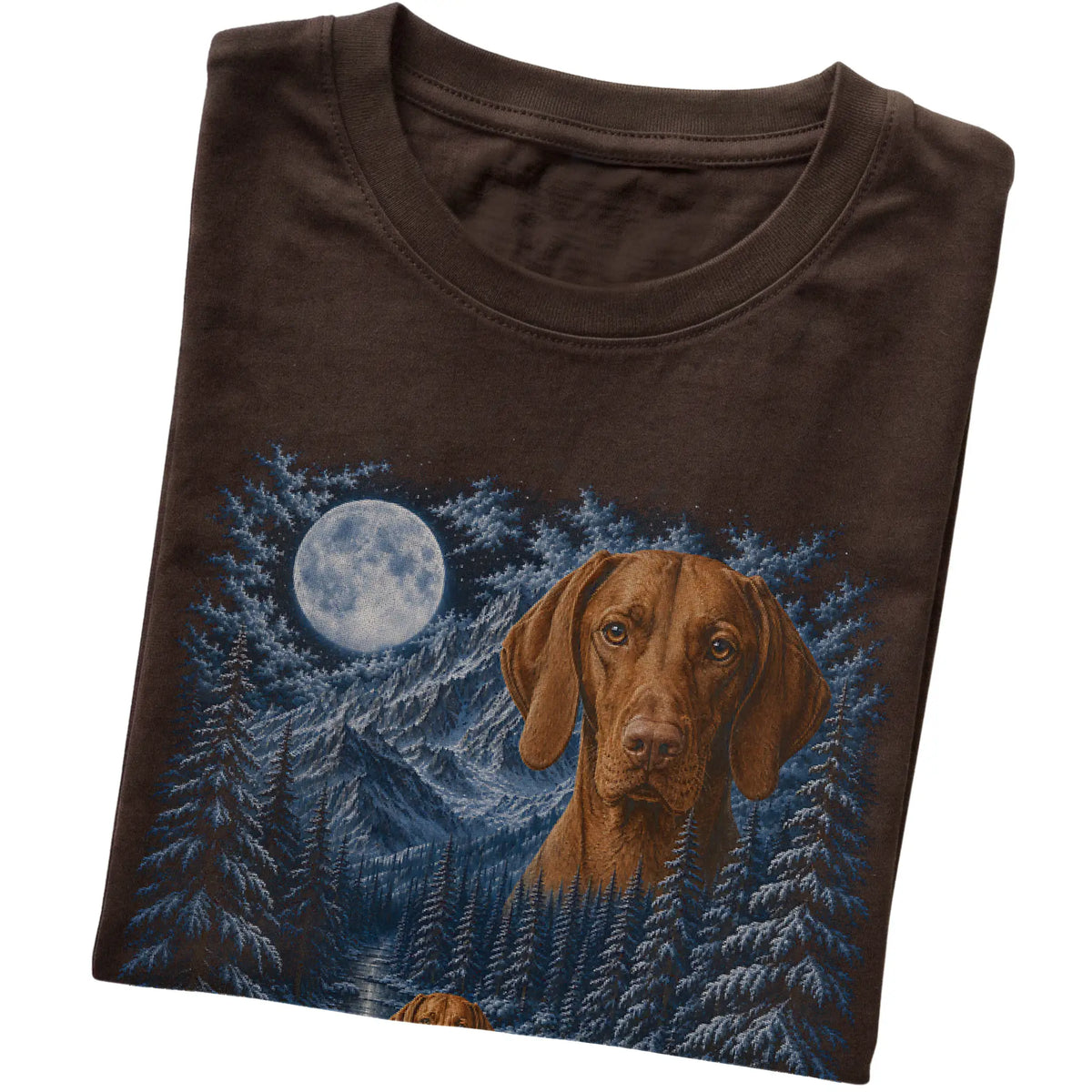 Vizsla Forest Moon T-Shirt in Dark Chocolate