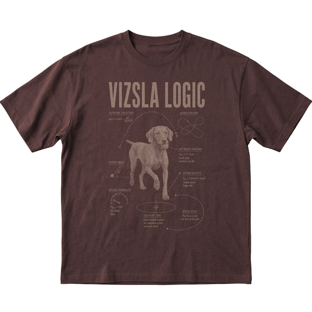 Dark Chocolate Vizsla Logic T-Shirt laid flat