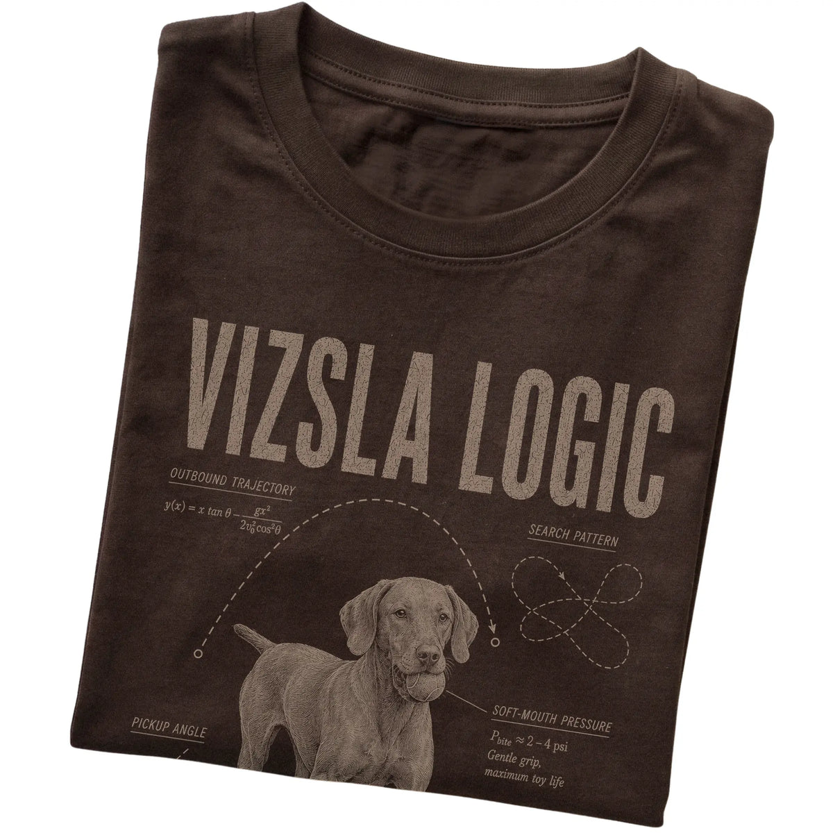 Dark Chocolate Vizsla Logic T-Shirt folded detail