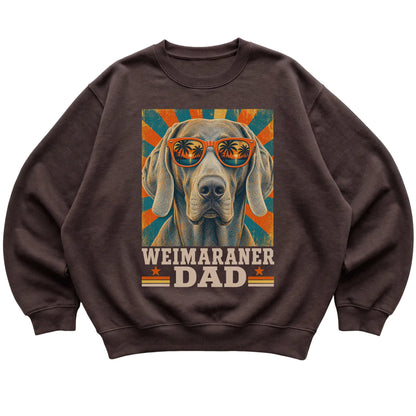 Retro Weimaraner Dad design on a Dark Chocolate crewneck sweatshirt