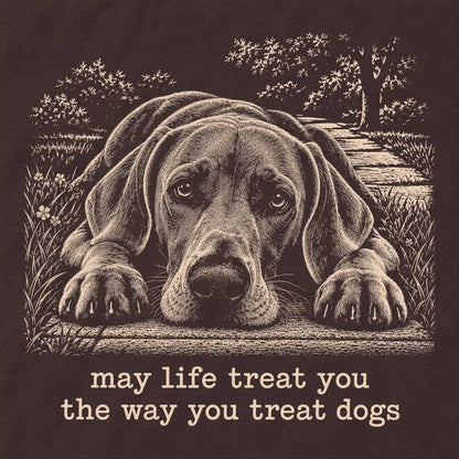 Weimaraner Karma crewneck sweatshirt in Dark Chocolate — Design Detail